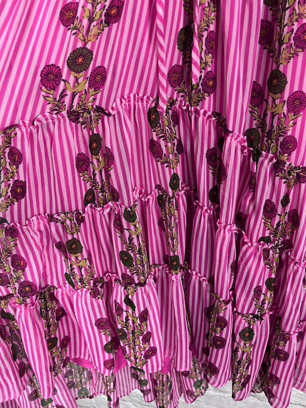 Free People XL Alejandra MIDI Floral Strapless Dress Hot Pink (Missing Straps) - Picture 11 of 14